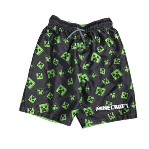 Minecraft Boy Kid Swim‎ Shorts Trunks Adjustable Drawstring Size Large Creeper